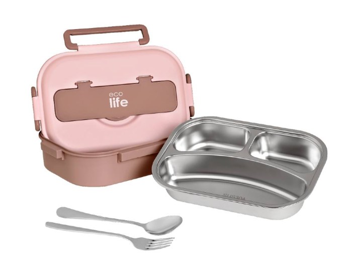 Ανοξείδωτο φαγητοδοχείο με πηρούνι και κουτάλι